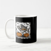 Halloween Fish Skeleton Funny Spooky Fish Bone Gra Kaffeetasse (Links)