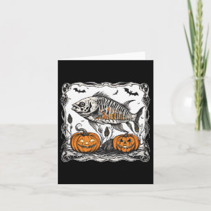 Halloween Fish Skeleton Funny Spooky Fish Bone Gra Karte