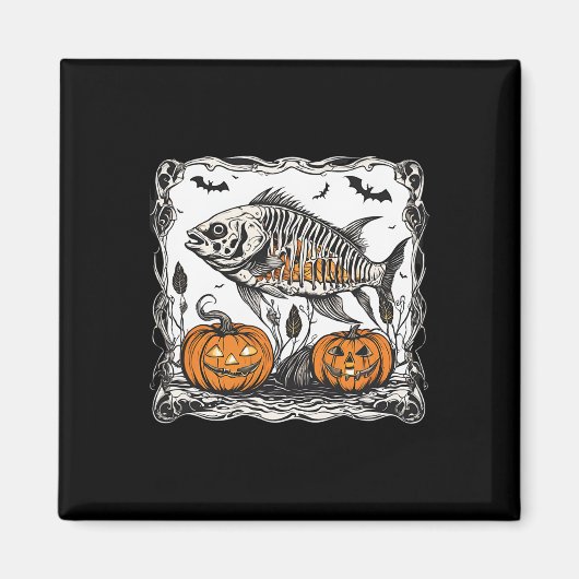 Halloween Fish Skeleton Funny Spooky Fish Bone Gra Magnet (Vorne)