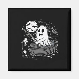 Halloween Fishing Shirt Spooky Ghost Fisherman Fis Magnet