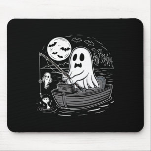 Halloween Fishing Shirt Spooky Ghost Fisherman Fis Mousepad