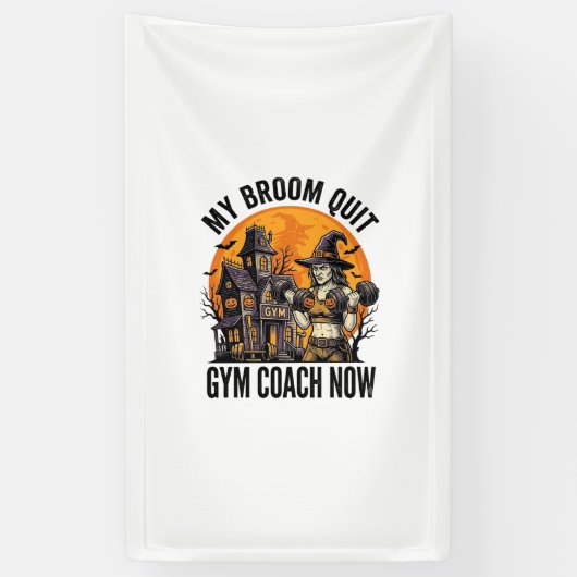 Halloween Fitness-Trainer Hexe Kürbis Workout Gr Banner (Vertikal)