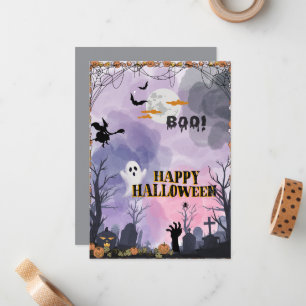 Halloween-Flachkarte - Spooky-Grußkarte Mitteilungskarte