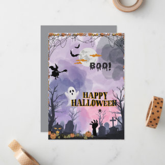 Halloween-Flachkarte - Spooky-Grußkarte Mitteilungskarte