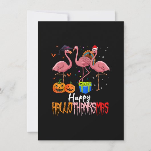Halloween Flamingo Happy Hallothanksmas Pumpkin Einladung (Vorderseite)
