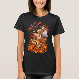 Halloween Flamingo Hund Katze Holzboot Ozeanfahrte T-Shirt