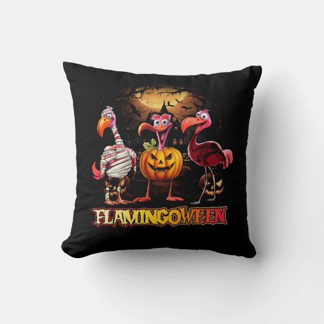 Halloween Flamingo Pink Flamingoween Pumpkin Jack Kissen (Vorderseite)