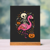 Halloween Flamingo Skelett Candy Eimer Vektor De Acrylschild (Neutral)