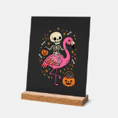 Halloween Flamingo Skelett Candy Eimer Vektor De Acrylschild (Winkel)