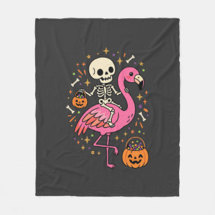 Halloween Flamingo Skelett Candy Eimer Vektor De Fleecedecke