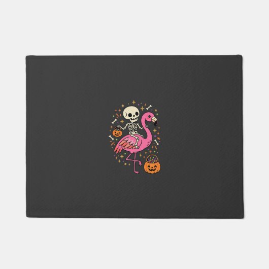 Halloween Flamingo Skelett Candy Eimer Vektor De Fußmatte (Vorderseite)