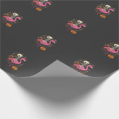 Halloween Flamingo Skelett Candy Eimer Vektor De Geschenkpapier (Ecke)