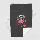 Halloween Flamingo Skelett Candy Eimer Vektor De Golfhandtuch (Insitu)