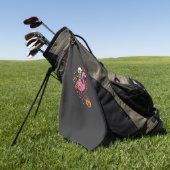 Halloween Flamingo Skelett Candy Eimer Vektor De Golfhandtuch (Gras)