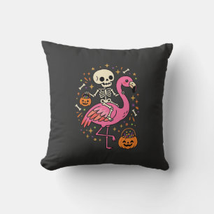 Halloween Flamingo Skelett Candy Eimer Vektor De Kissen