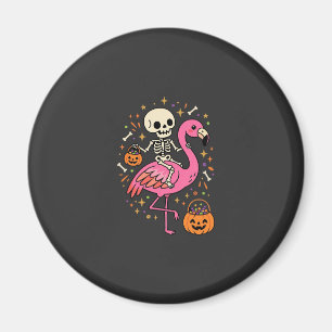 Halloween Flamingo Skelett Candy Eimer Vektor De Magnet