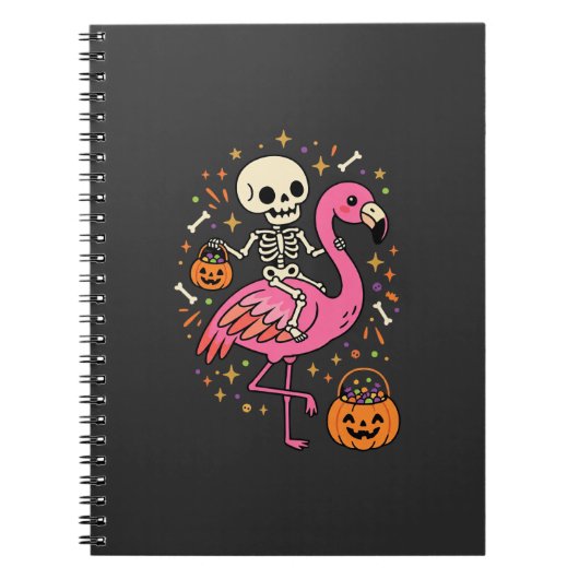 Halloween Flamingo Skelett Candy Eimer Vektor De Notizblock (Vorderseite)