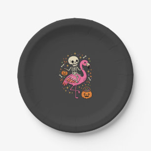 Halloween Flamingo Skelett Candy Eimer Vektor De Pappteller