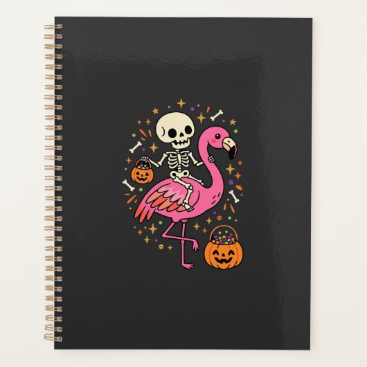 Halloween Flamingo Skelett Candy Eimer Vektor De Planer (Vorderseite)