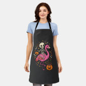 Halloween Flamingo Skelett Candy Eimer Vektor De Schürze (Getragen)