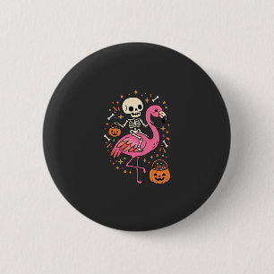 Halloween Flamingo Skelett Süßigkeiten Eimer Vekto Button