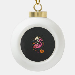 Halloween Flamingo Skelett Süßigkeiten Eimer Vekto Keramik Kugel-Ornament