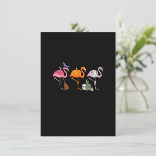 Halloween Flamingo Witch Mummy Funny Flamingoween Einladung (Stehend Vorderseite)