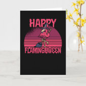 Halloween Flamingoween Witz Broom Retro Karte (Gelbe Blume)