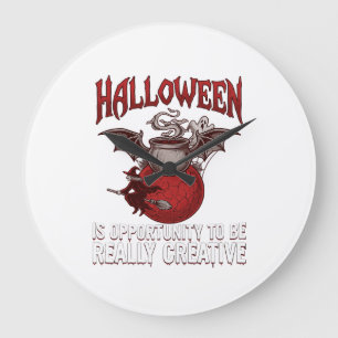 Halloween Fledermaus-geflügelter Kessel fliegende  Große Wanduhr