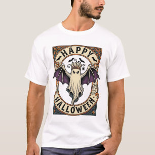 Halloween-Fledermaus-Geist Vintage-Stich-Shirt_1 T-Shirt