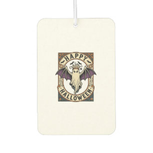 Halloween-Fledermaus-Geist Vintage-Stickerei-Shirt Autolufterfrischer