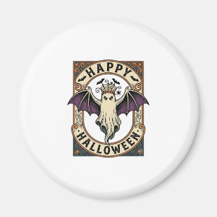 Halloween-Fledermaus-Geist Vintage-Stickerei-Shirt Magnet