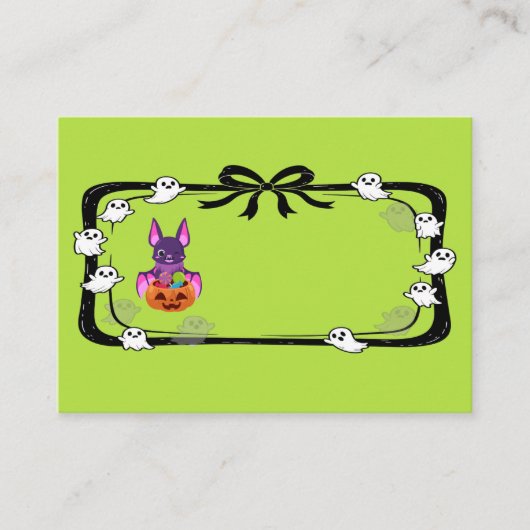 Halloween-Fledermaus mit grüner Süßigkeit Platzkarte (Vorderseite)