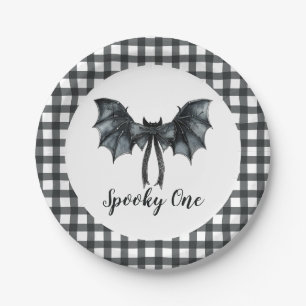 Halloween-Fledermaus-Schleife Gruseliger Erster 1. Pappteller