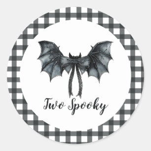 Halloween-Fledermaus-Schleife Zwei Gruselig 2. Geb Runder Aufkleber
