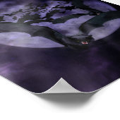 Halloween-Fledermäuse auf Vollmondnacht Poster (Ecke)