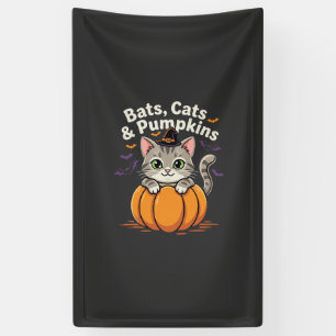 Halloween Fledermäuse Katzen und Kürbisse Süße Kät Banner