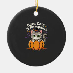 Halloween Fledermäuse Katzen und Kürbisse Süße Kät Keramik Ornament