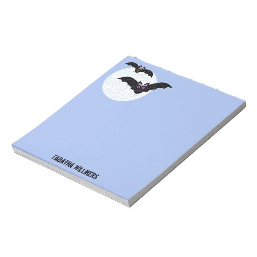 Halloween-Fledermäuse mit Mond Personalisiert 5,5  Notizblock (Rotiert)