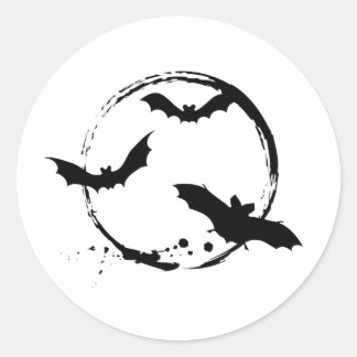Halloween-Fledermäuse mit Mond Runder Aufkleber
