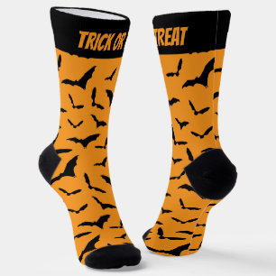 Halloween-Fledermäuse - Orange und Schwarzer Benut Socken
