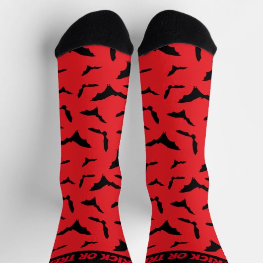 Halloween Fledermäuse Rot und Schwarz Trick oder T Socken (Oben)