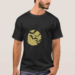 Halloween-Fledermäuse Schwarm Fliegender Vollmond T-Shirt