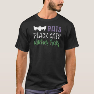 Halloween Fledermäuse schwarze Katzen Hexenhüte Ko T-Shirt