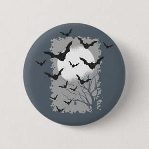 Halloween-Fledermäuse Silhouette Schwarze fliegend Button