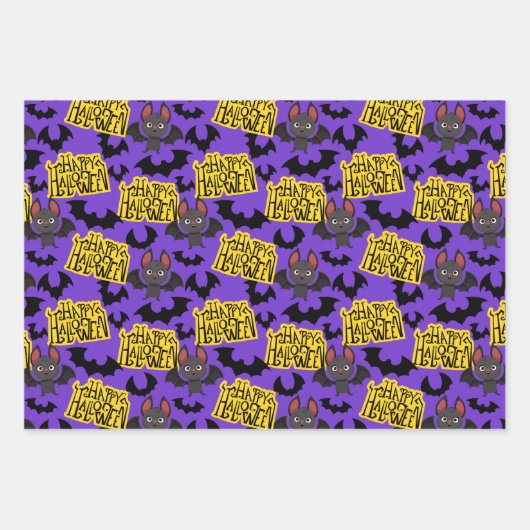 Halloween-Fledermäuse und -Buchstaben Geschenkpapier Set (Vorderseite)