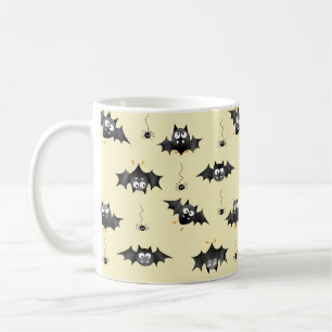 Halloween-Fledermäuse und Dangling-Spinnen-Tasse Kaffeetasse