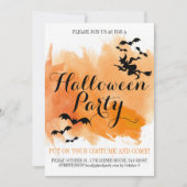 Halloween-Fledermäuse und Hexenwasserfarbe Einladung (Vorderseite)