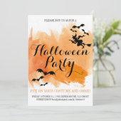 Halloween-Fledermäuse und Hexenwasserfarbe Einladung (Stehend Vorderseite)