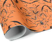 Halloween-Fledermäuse und Spinnen Geschenkpapier (Rolleneckpunkt)